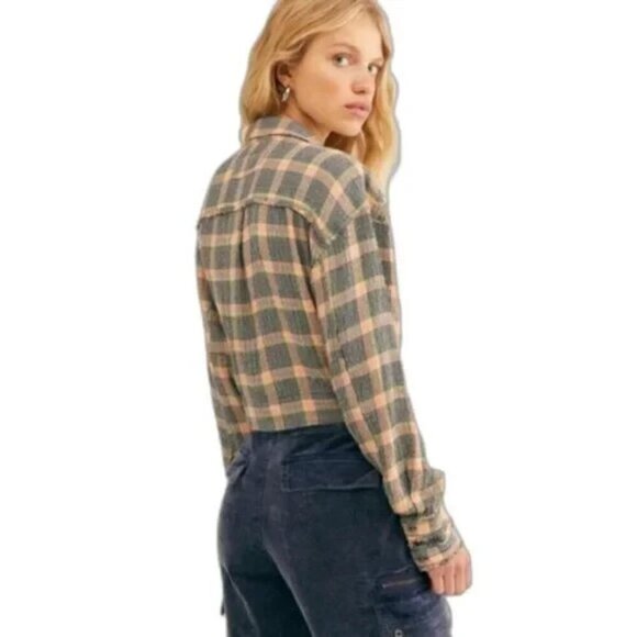 Free People We the Free Running Wild Plaid Wrap Top Women Size S - Picture 2 of 16